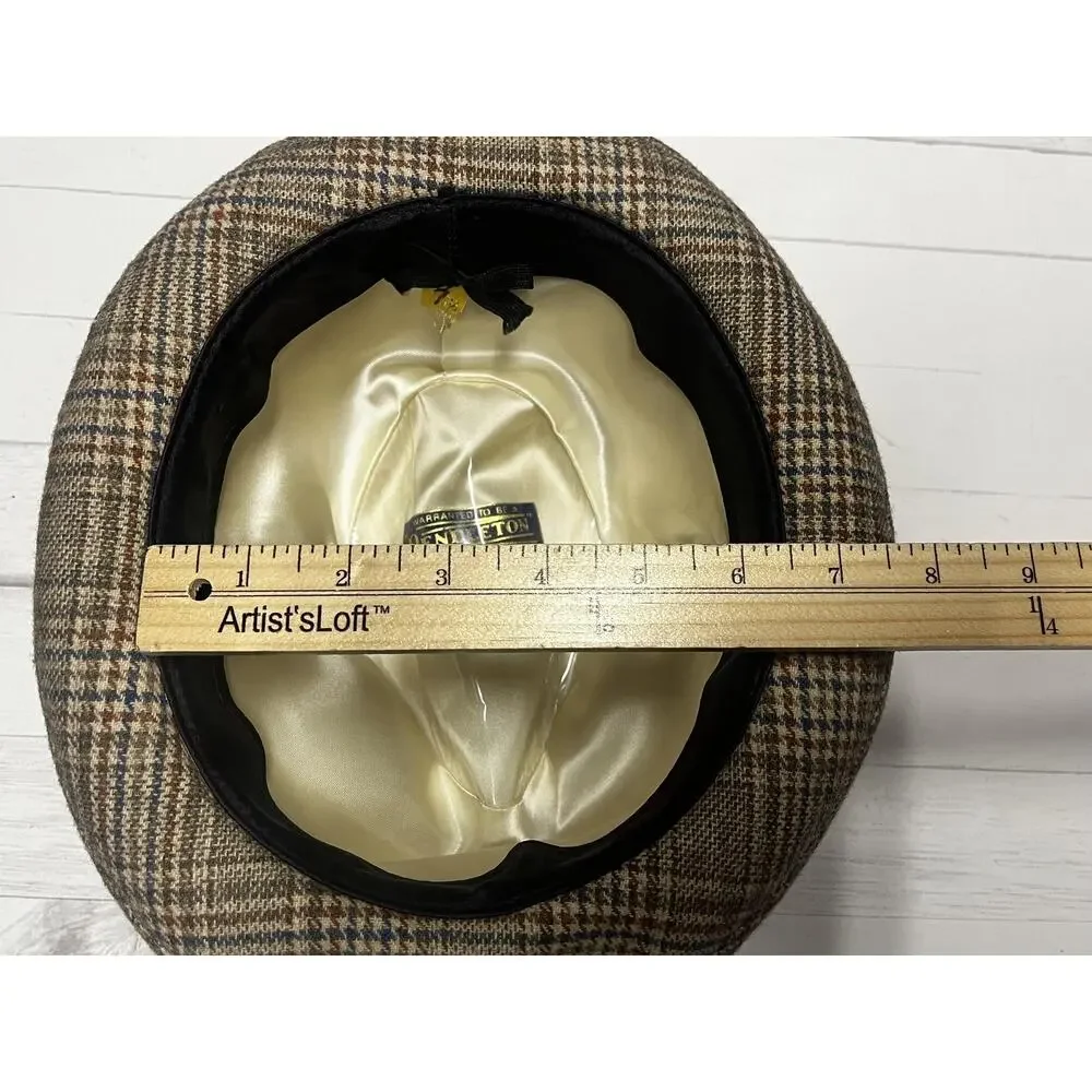 Pendleton Tan Checkered Hat with Yellow Feather